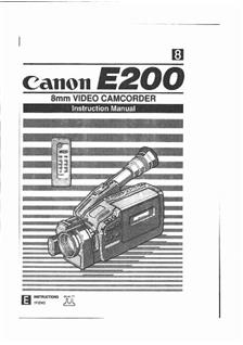 Canon E 200 manual. Camera Instructions.